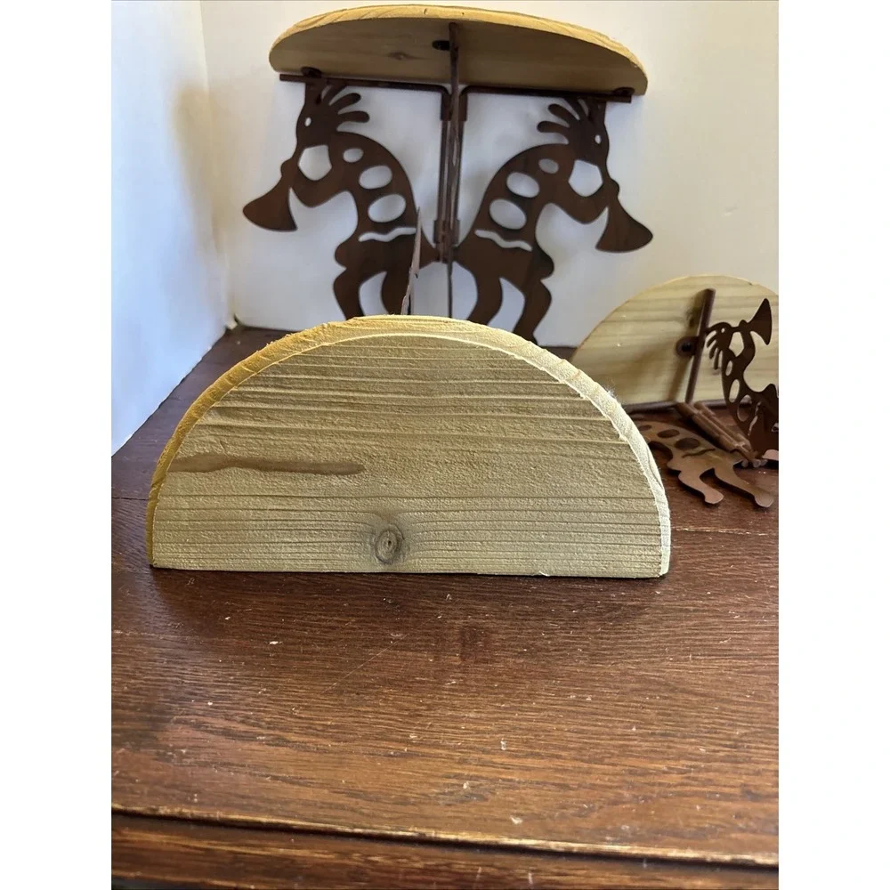 Vintage Set Of 3 Kokopelli Wood And Metal Shelf Half Moon Southwest 13